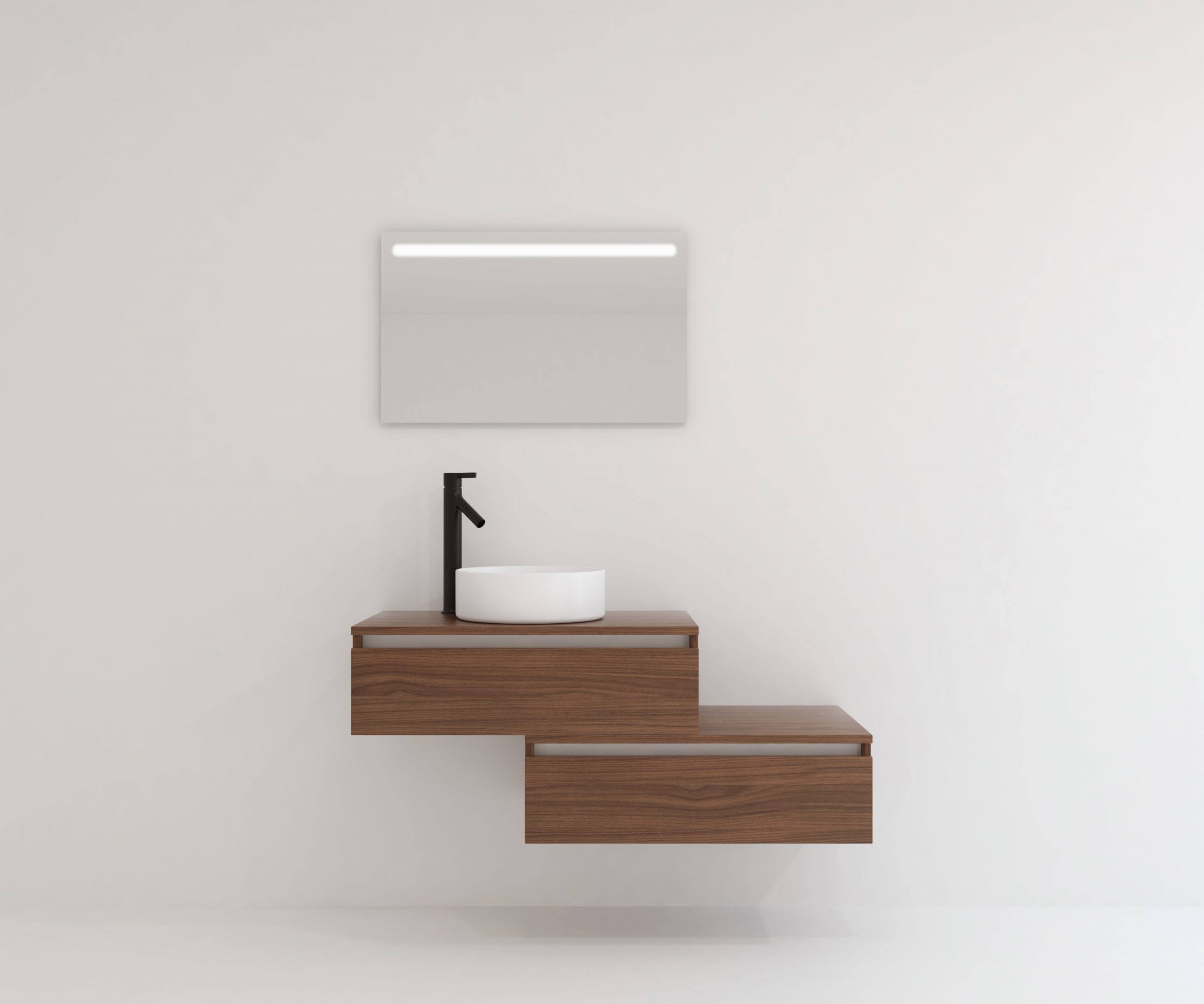 Pack TOURAINE 80 cm noir + vasque + miroir LED