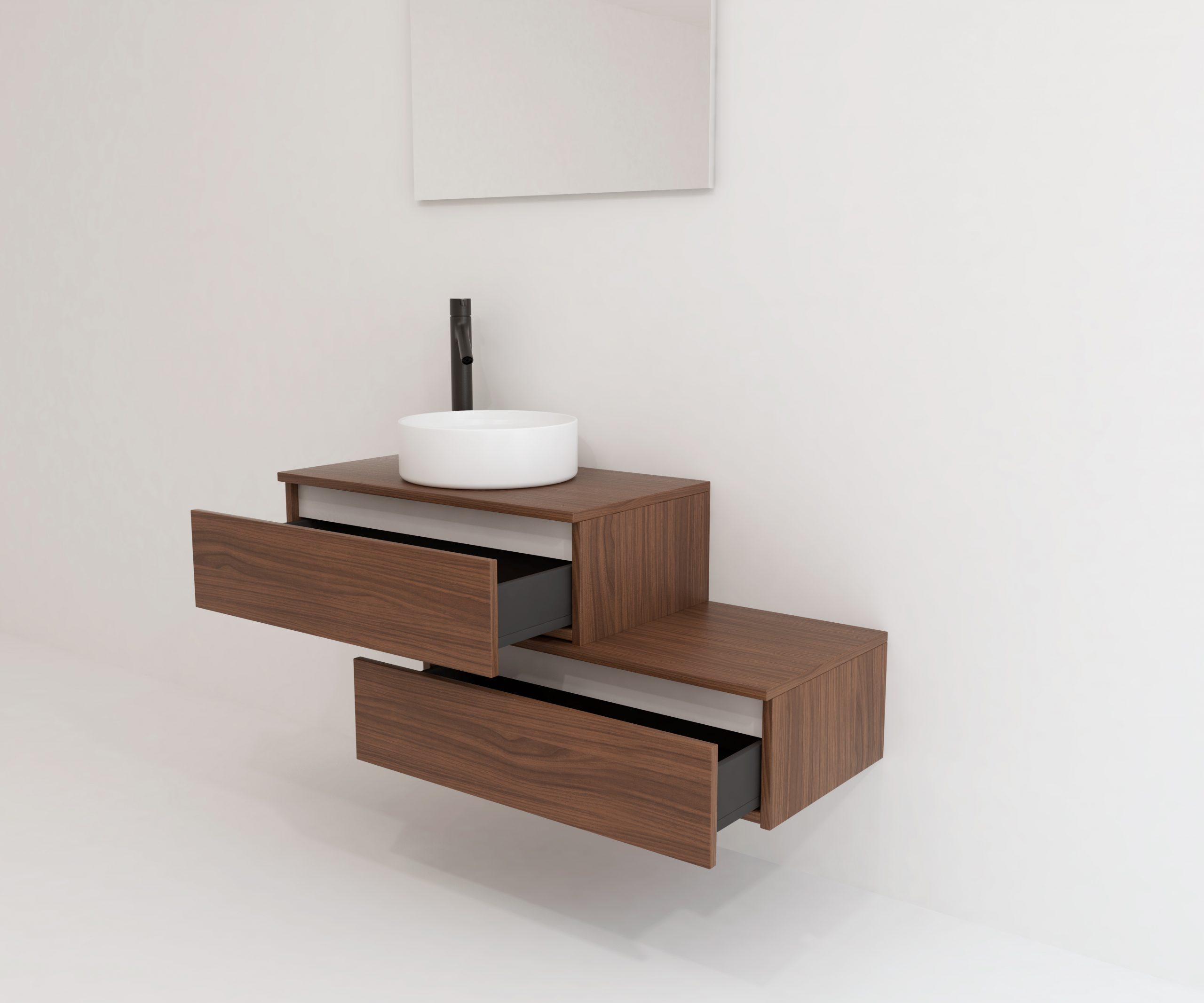 Pack TOURAINE 80 cm noir + vasque + miroir LED