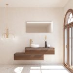 Pack TOURAINE nogal 120 cm + lavabo + espejo LED