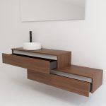 Pack TOURAINE nogal 120 cm + lavabo + espejo LED