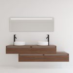 Pack TOURAINE noir 160 cm + double vasque + miroir LED