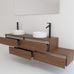 Pack TOURAINE noir 160 cm + double vasque + miroir LED