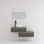 Pack TOURAINE azabache 80 cm + lavabo + espejo LED