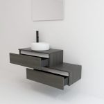 Pack TOURAINE azabache 80 cm + lavabo + espejo LED