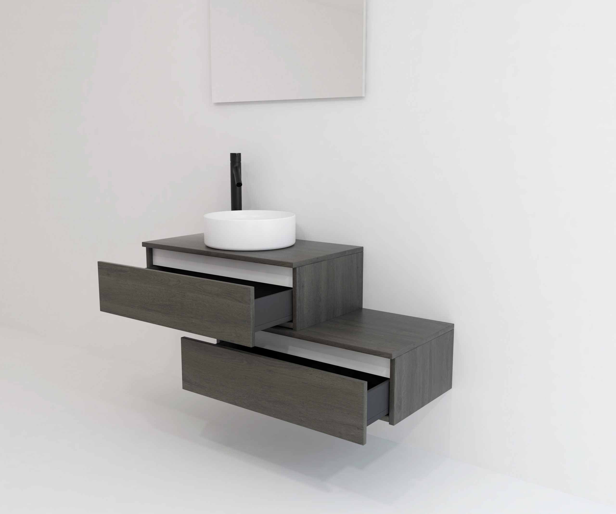 Pack TOURAINE azabache 80 cm + lavabo + espejo LED