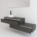 Ensemble TOURAINE noir de jais 120 cm + lavabo + miroir LED