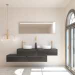 Pack TOURAINE jais noir 160 cm + double vasque + miroir LED