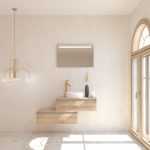 Pack TOURAINE roble bardolino 80 cm + lavabo + espejo LED
