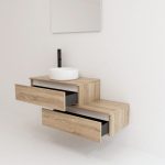 Pack TOURAINE roble bardolino 80 cm + lavabo + espejo LED