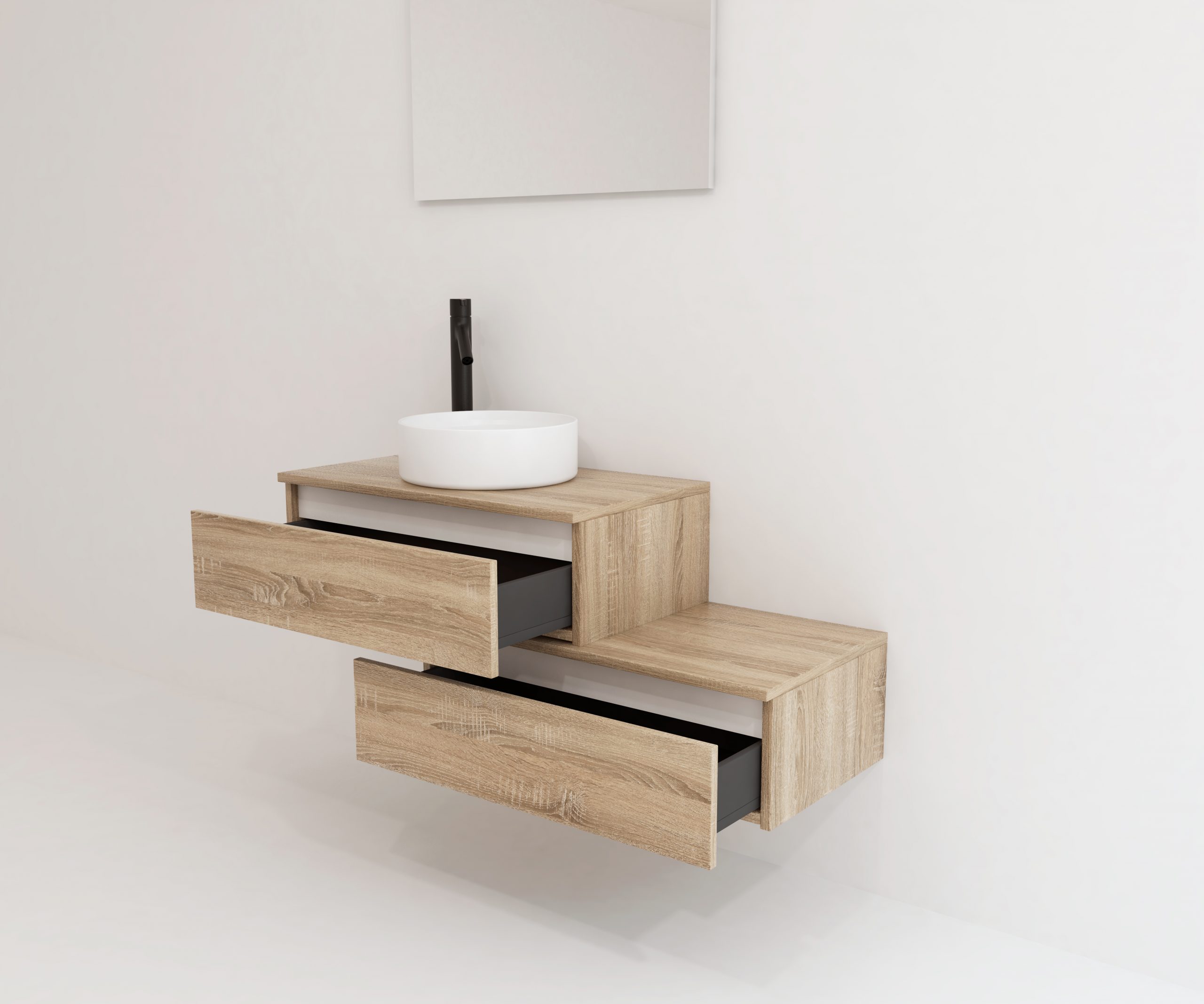 Pack TOURAINE roble bardolino 80 cm + lavabo + espejo LED