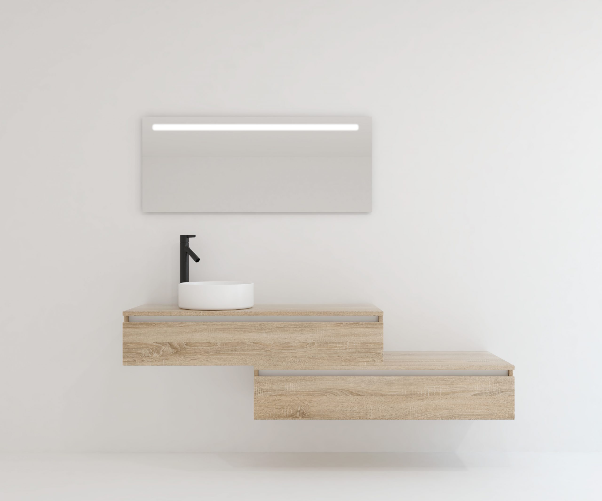 Pack TOURAINE bardolino chêne 120 cm + vasque + miroir LED