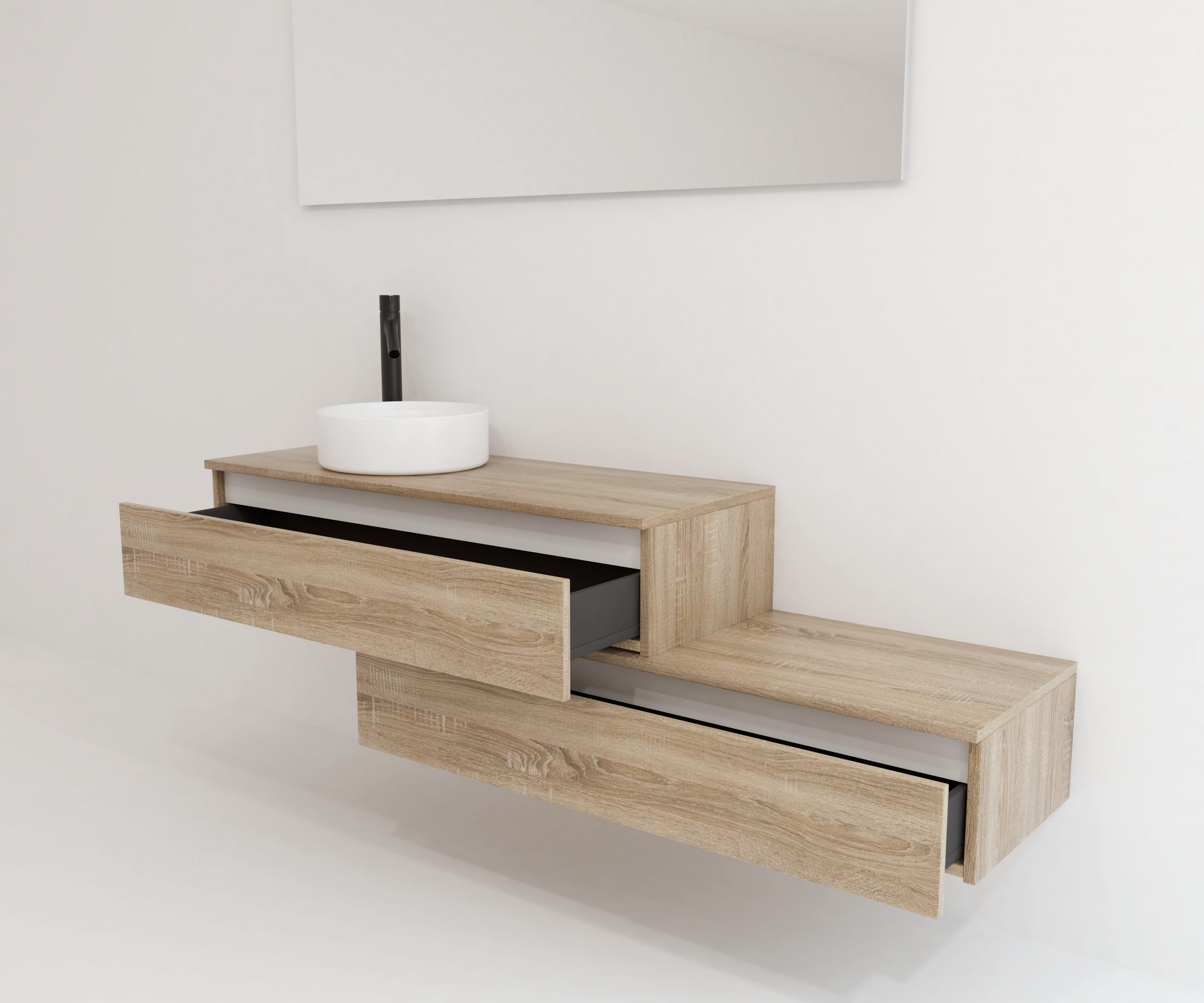 Pack TOURAINE bardolino chêne 120 cm + vasque + miroir LED