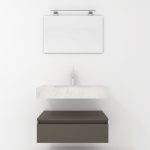 Pack Venus avec vasque compacte en marbre, miroir et projecteur LED