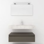 Pack Venus avec vasque compacte en marbre, miroir et projecteur LED