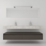 Boîte Vénus avec double vase en marbre compact, miroir et spot LED