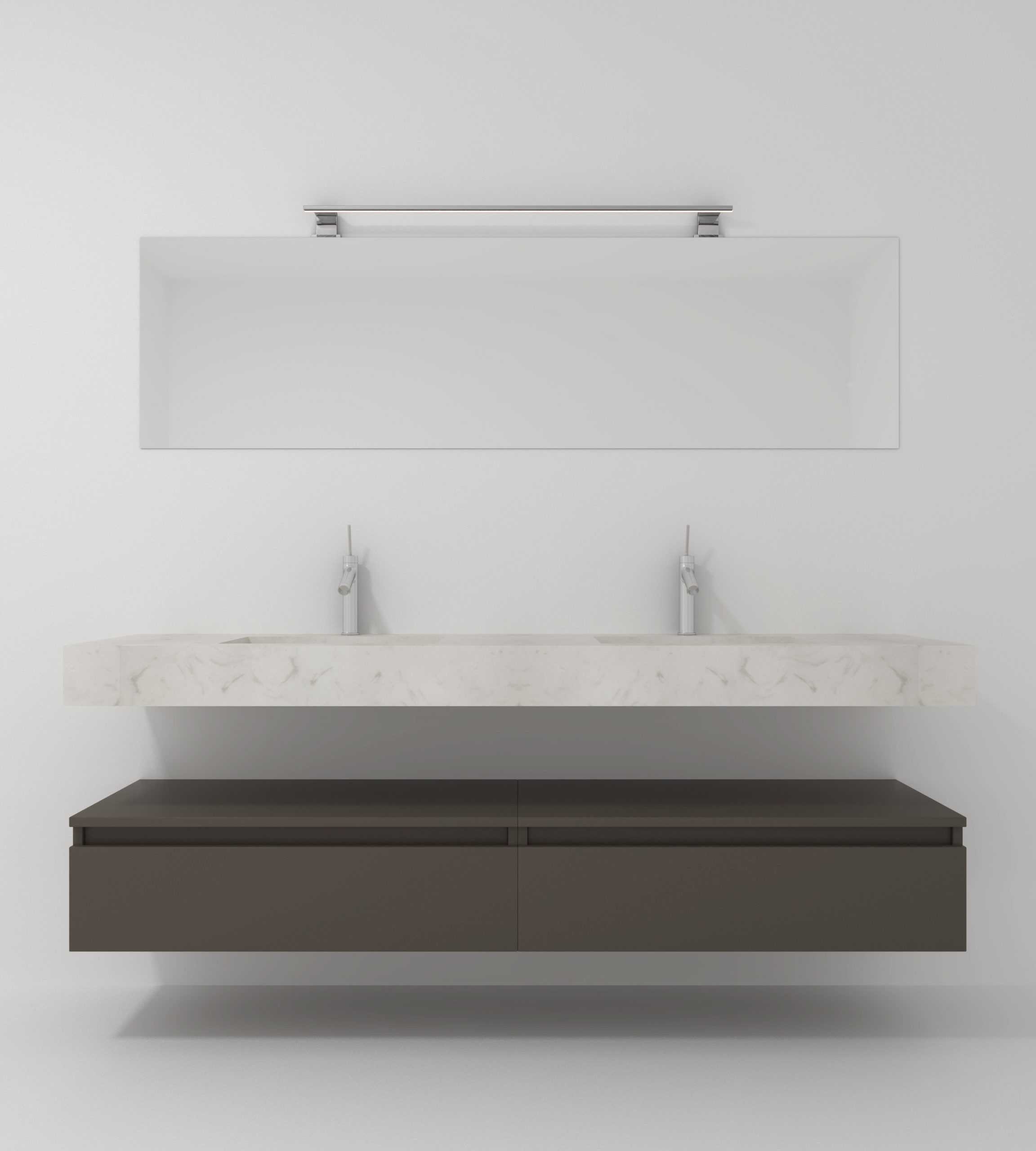 Boîte Vénus avec double vase en marbre compact, miroir et spot LED