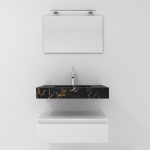 Pack Venus avec vasque compacte en marbre, miroir et projecteur LED