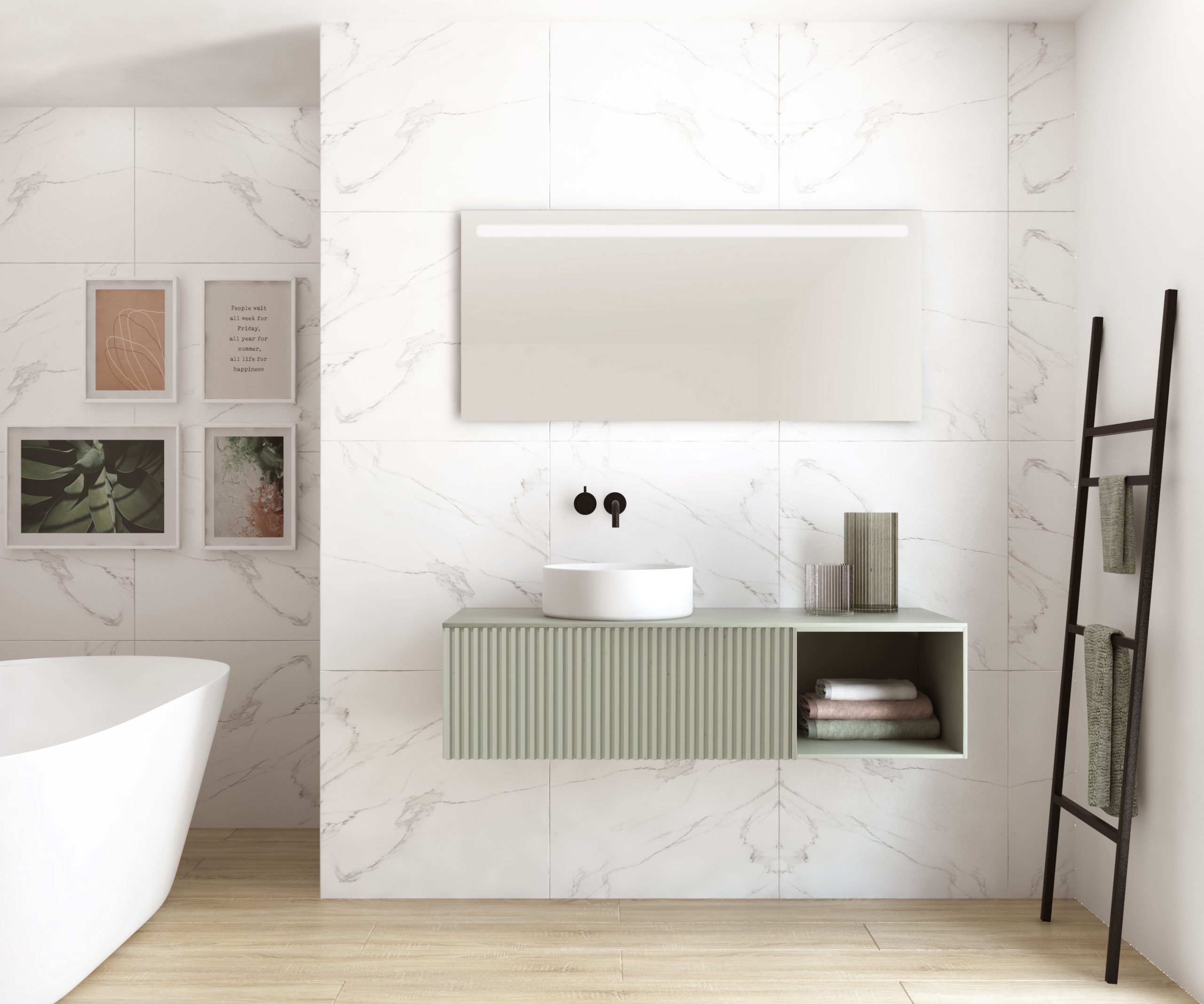 Pack Vologne + lavabo + espejo LED