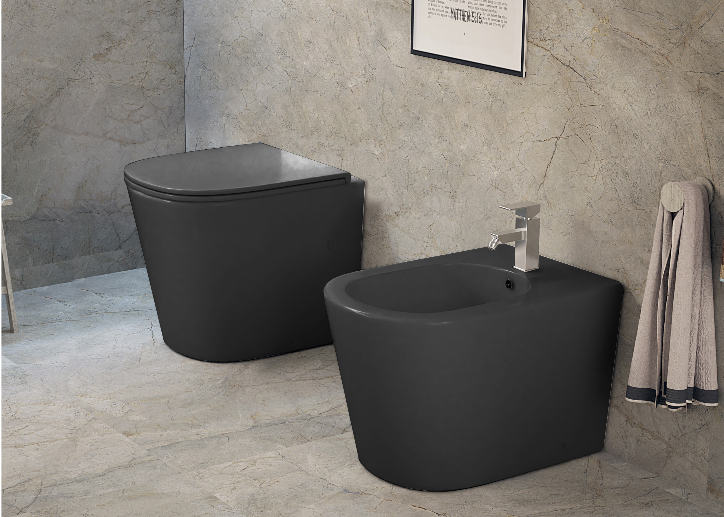 Toilettes compactes Oléron noir mat