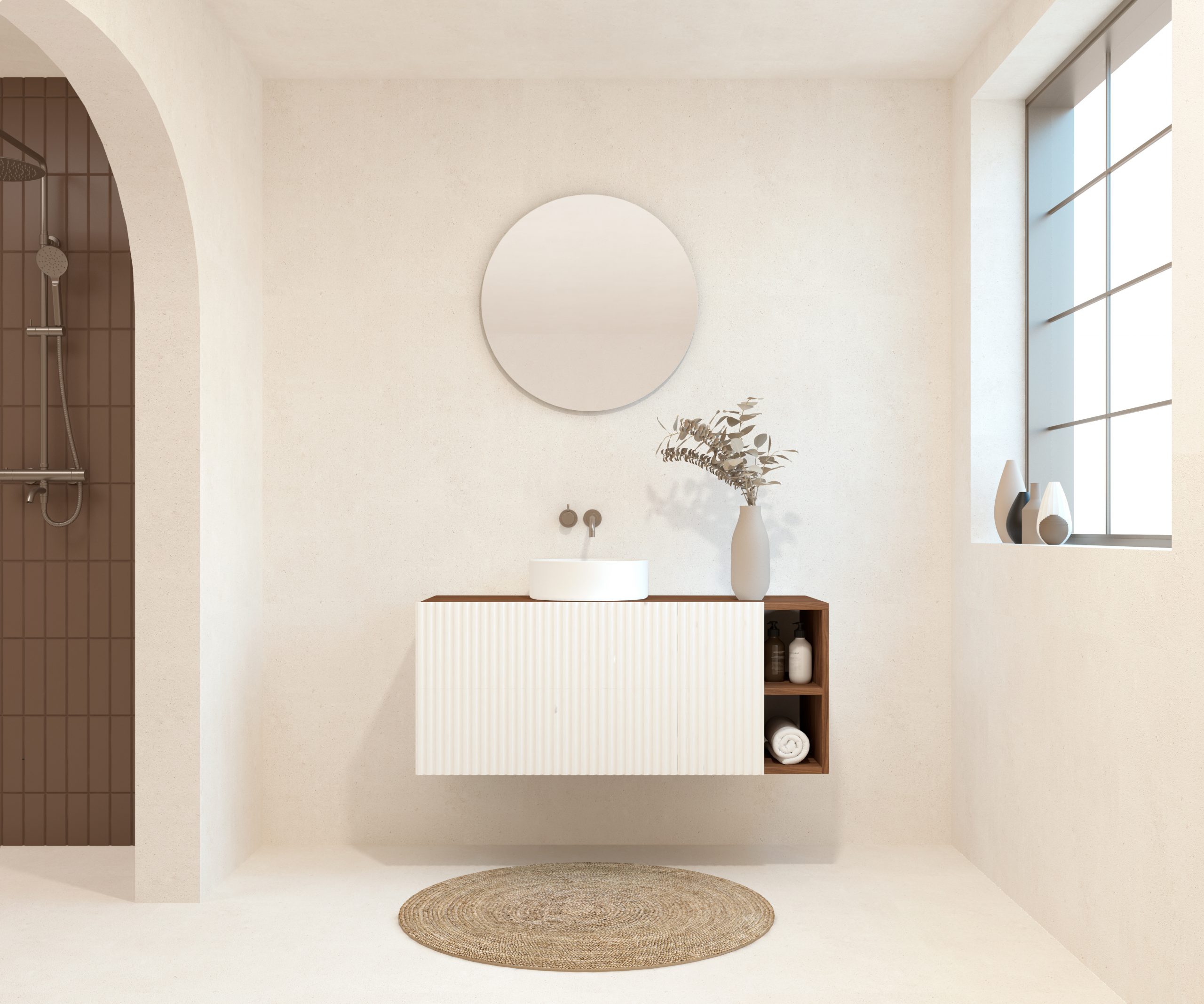 BELLEVILLE Pack + lavabo + miroir rond