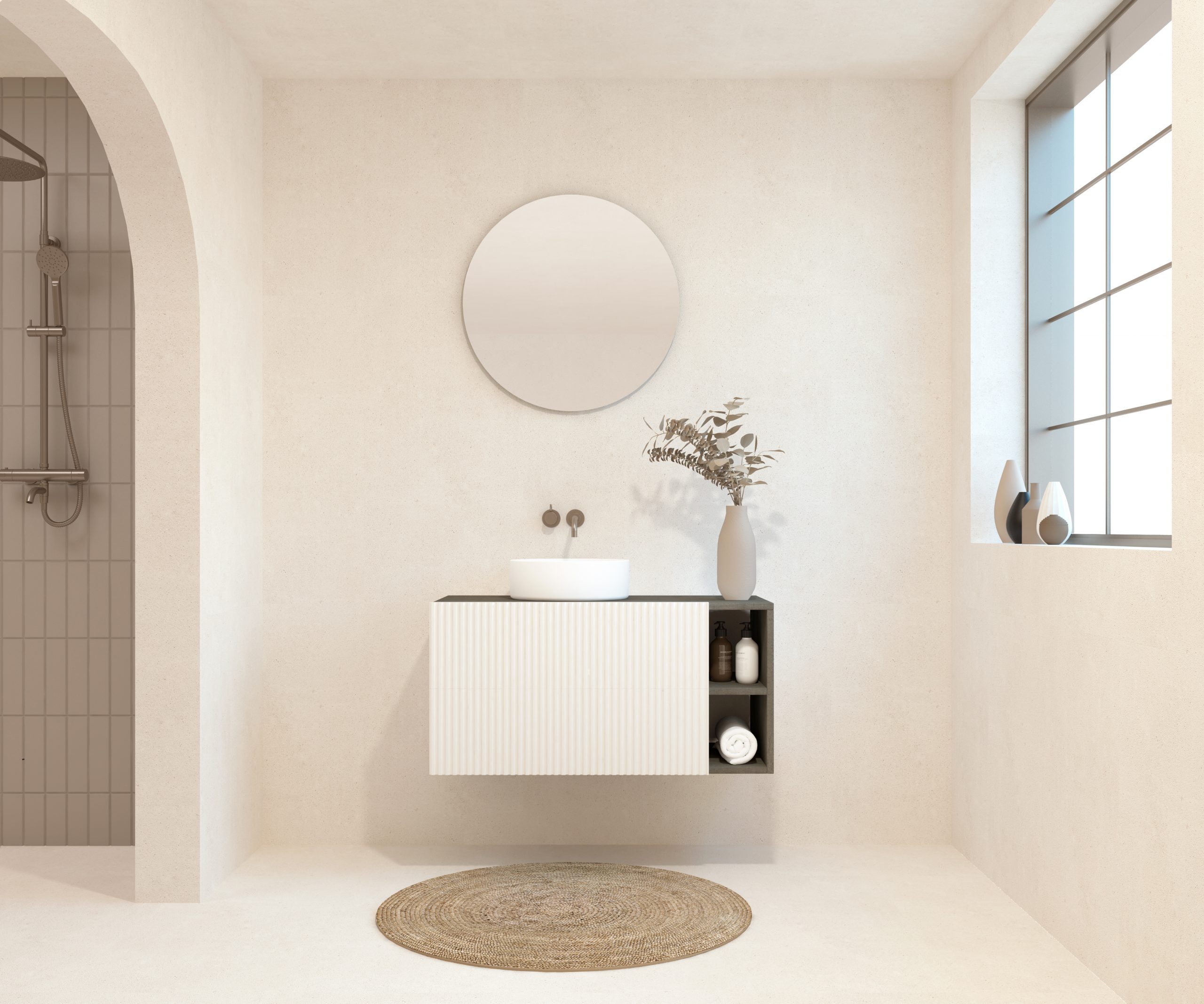 BELLEVILLE Pack + lavabo + miroir rond