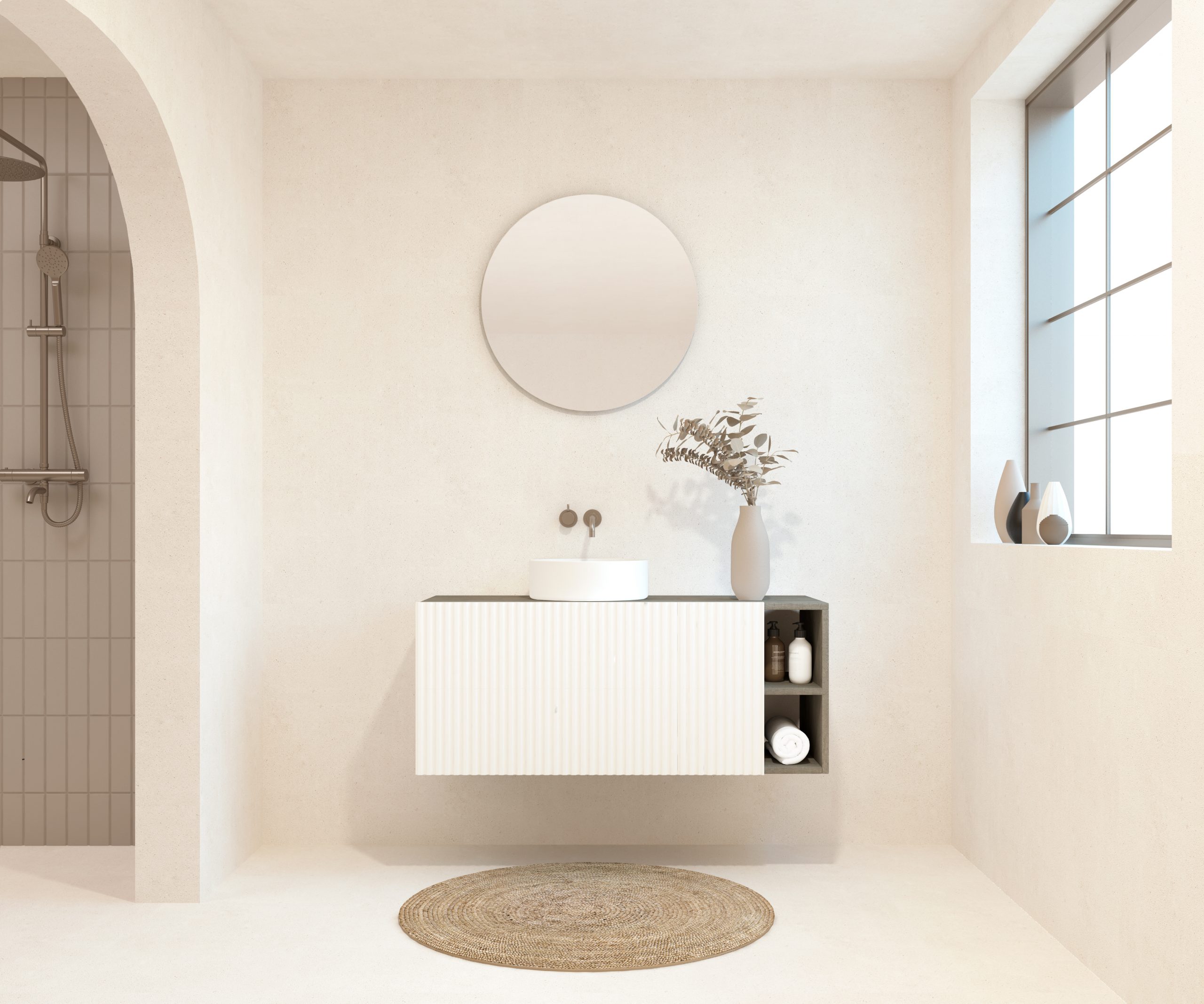 BELLEVILLE Pack + lavabo + miroir rond