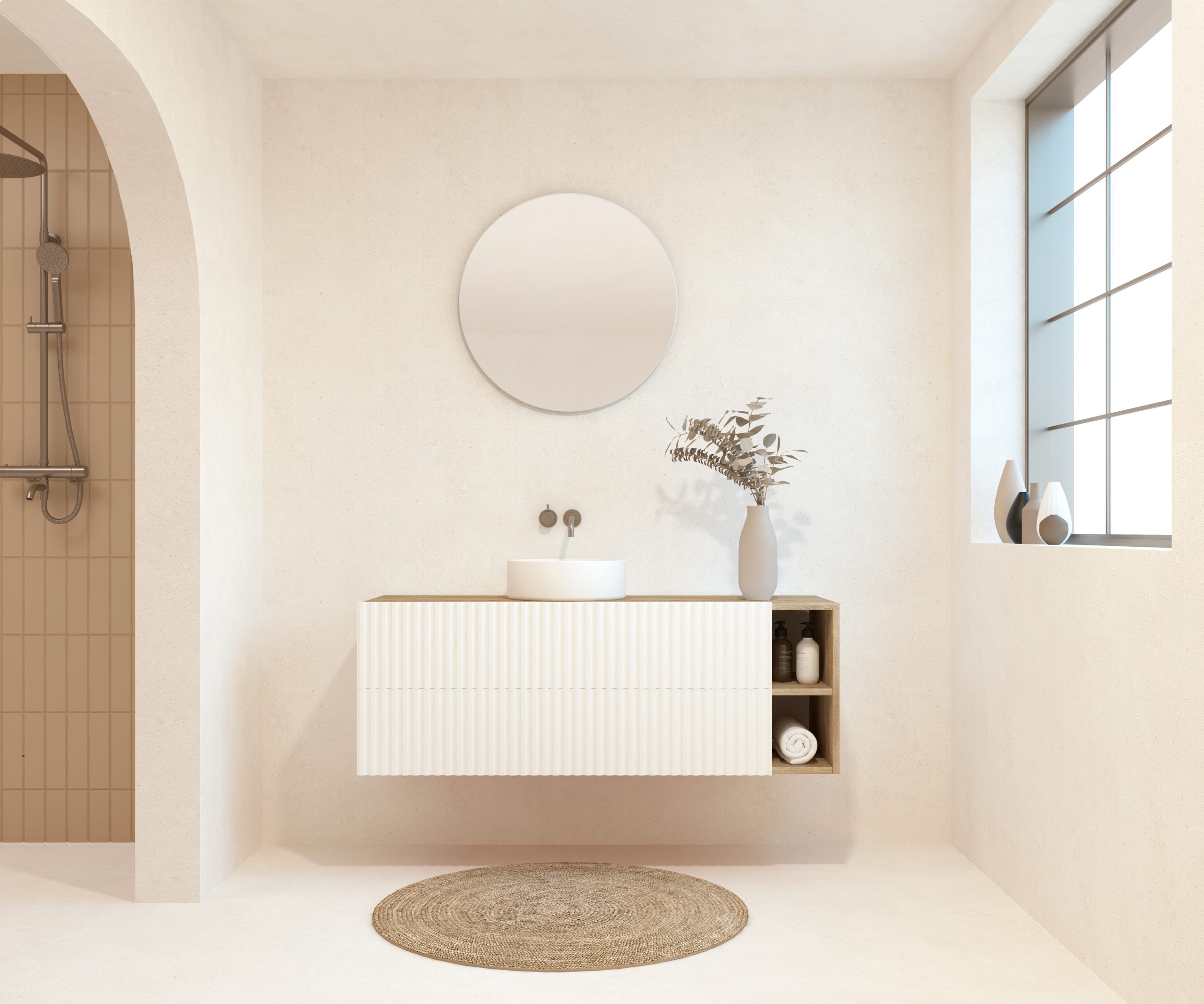 BELLEVILLE Pack + lavabo + miroir rond