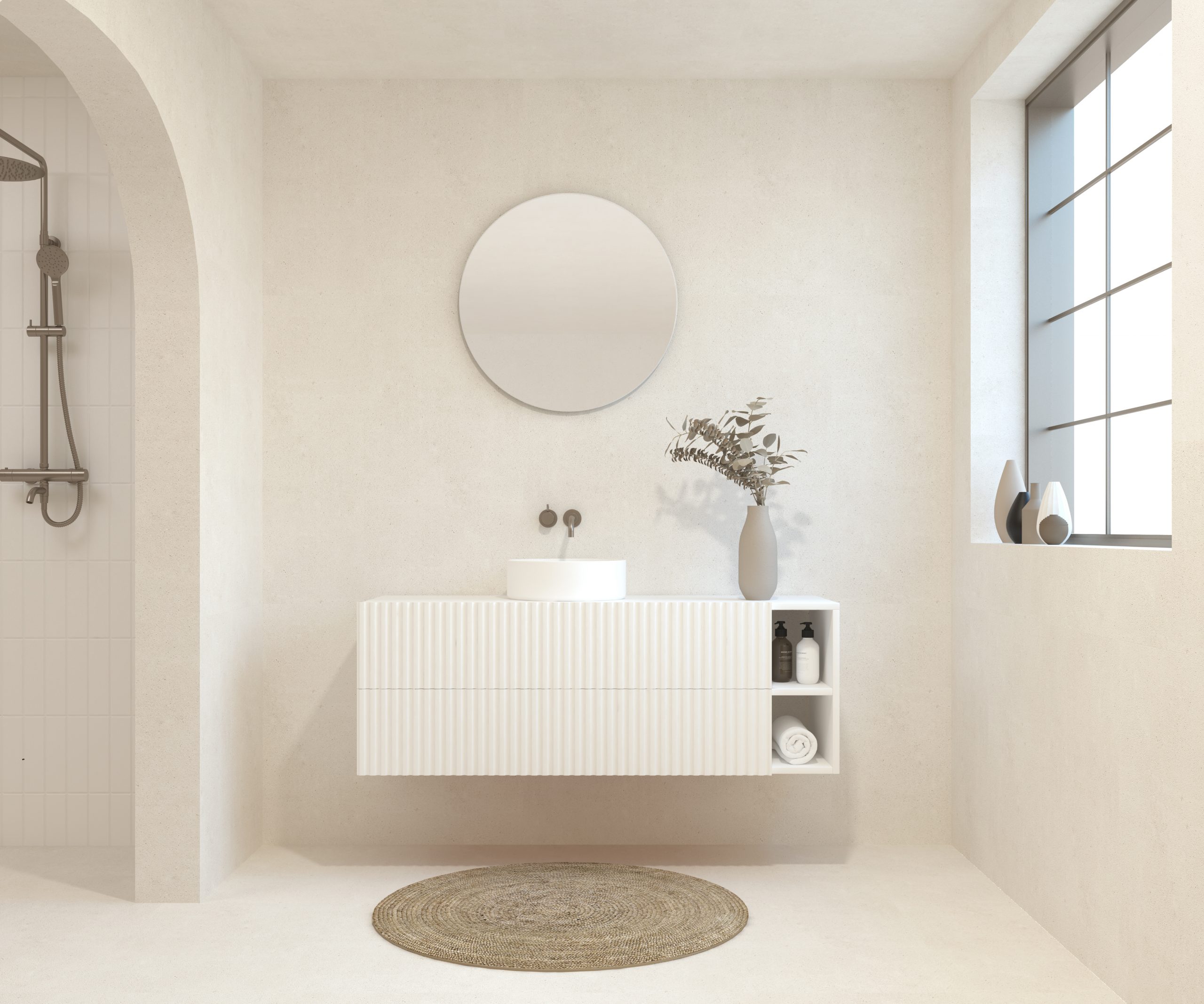 BELLEVILLE Pack + lavabo + miroir rond