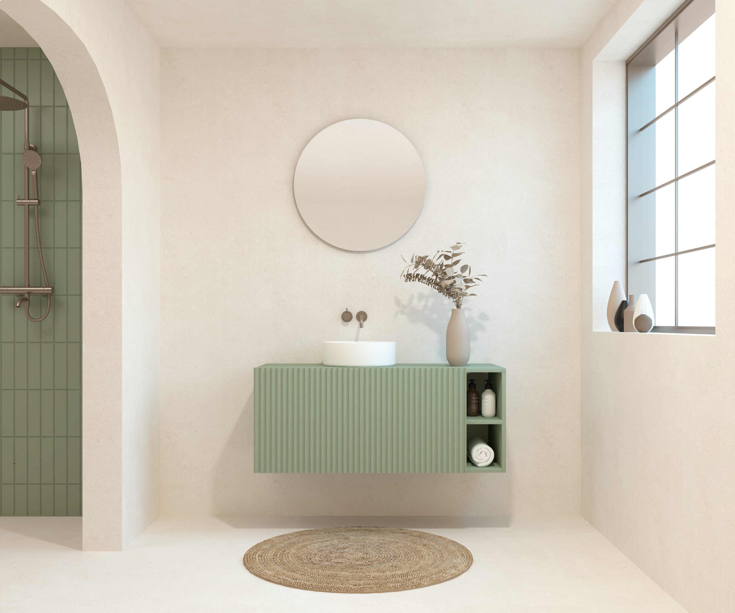 BELLEVILLE Pack + lavabo + miroir rond