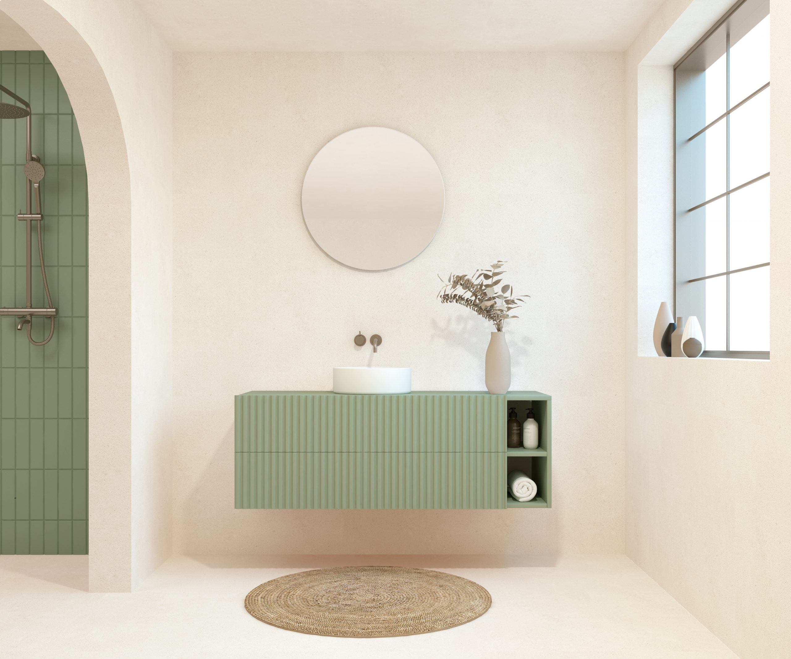 BELLEVILLE Pack + lavabo + miroir rond