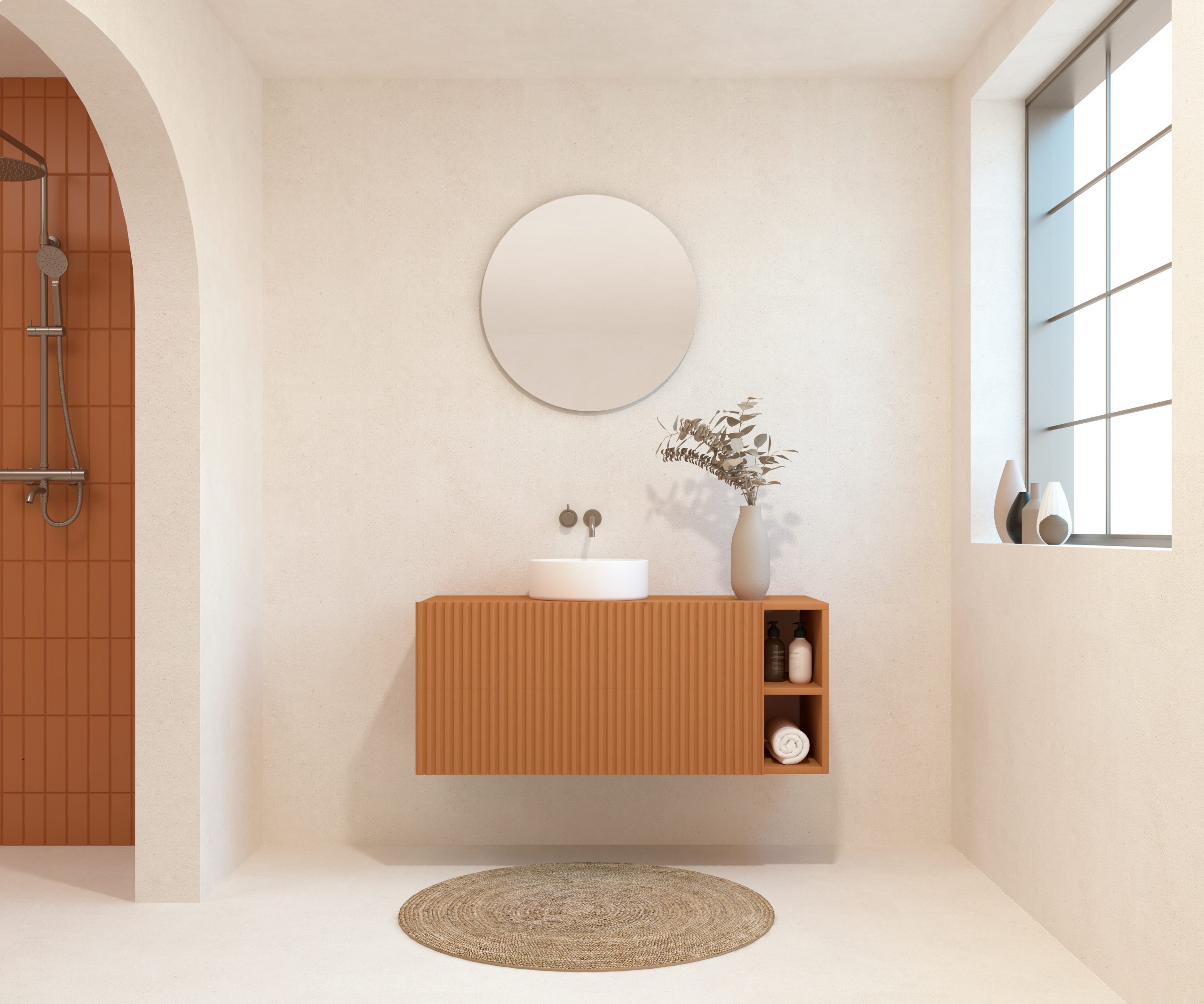 BELLEVILLE Pack + lavabo + miroir rond