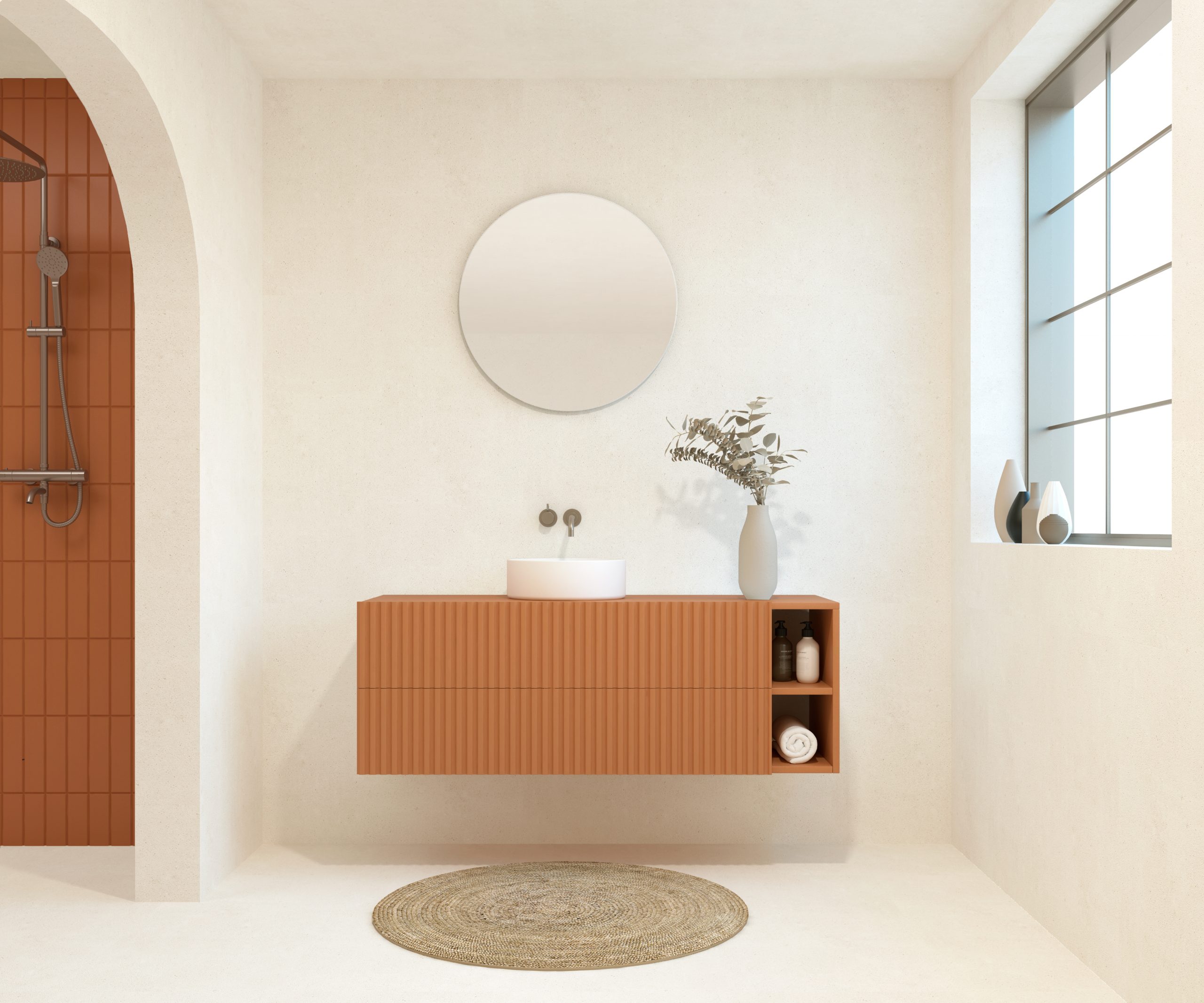 BELLEVILLE Pack + lavabo + miroir rond