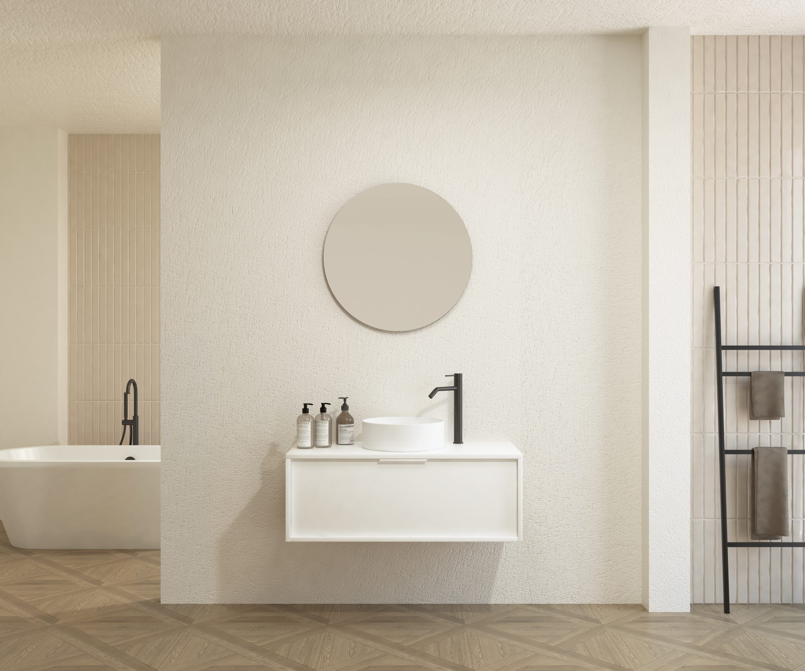 Pack CHAUVEAU + lavabo + miroir rond