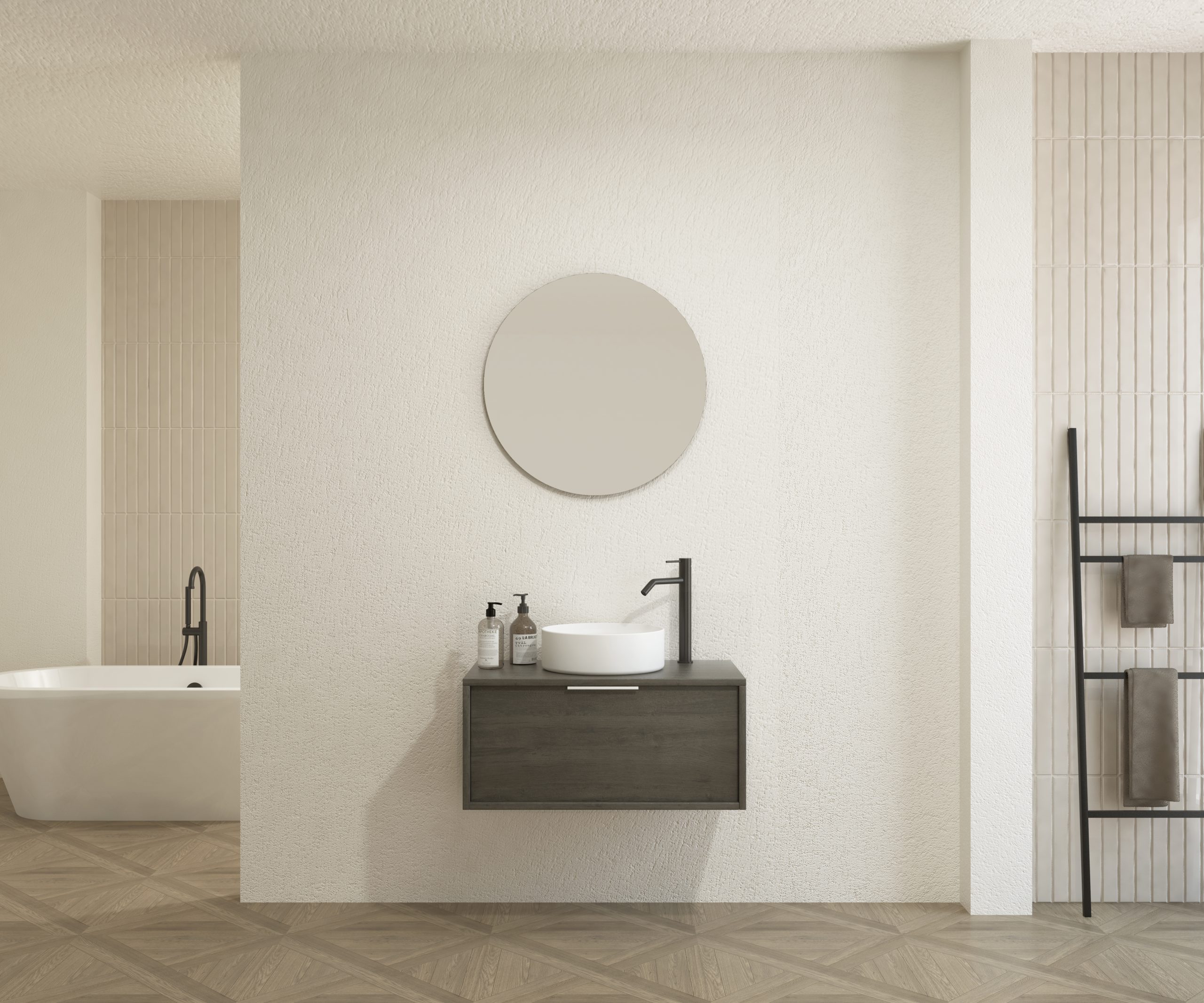 Pack CHAUVEAU + lavabo + miroir rond