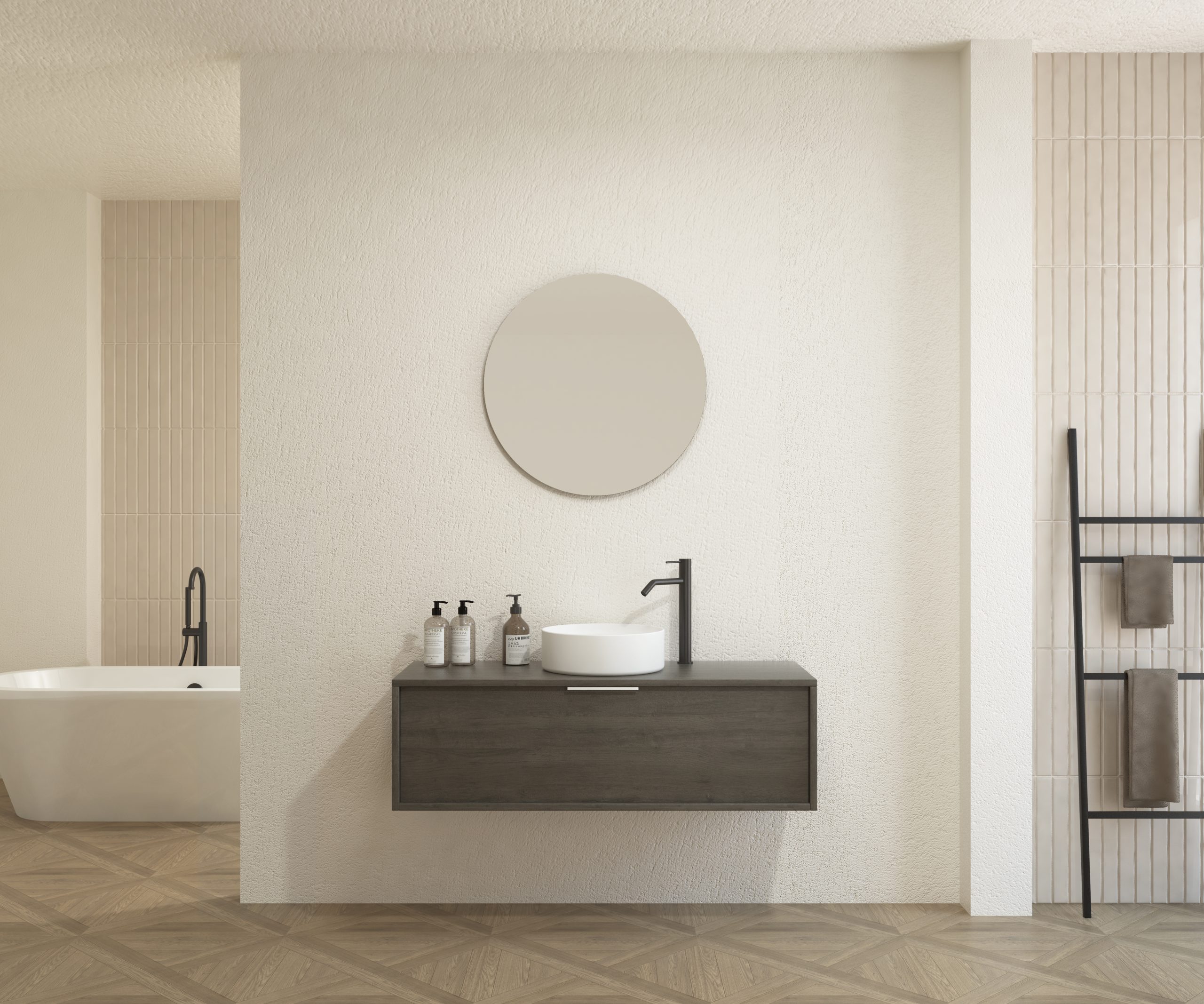 Pack CHAUVEAU + lavabo + miroir rond