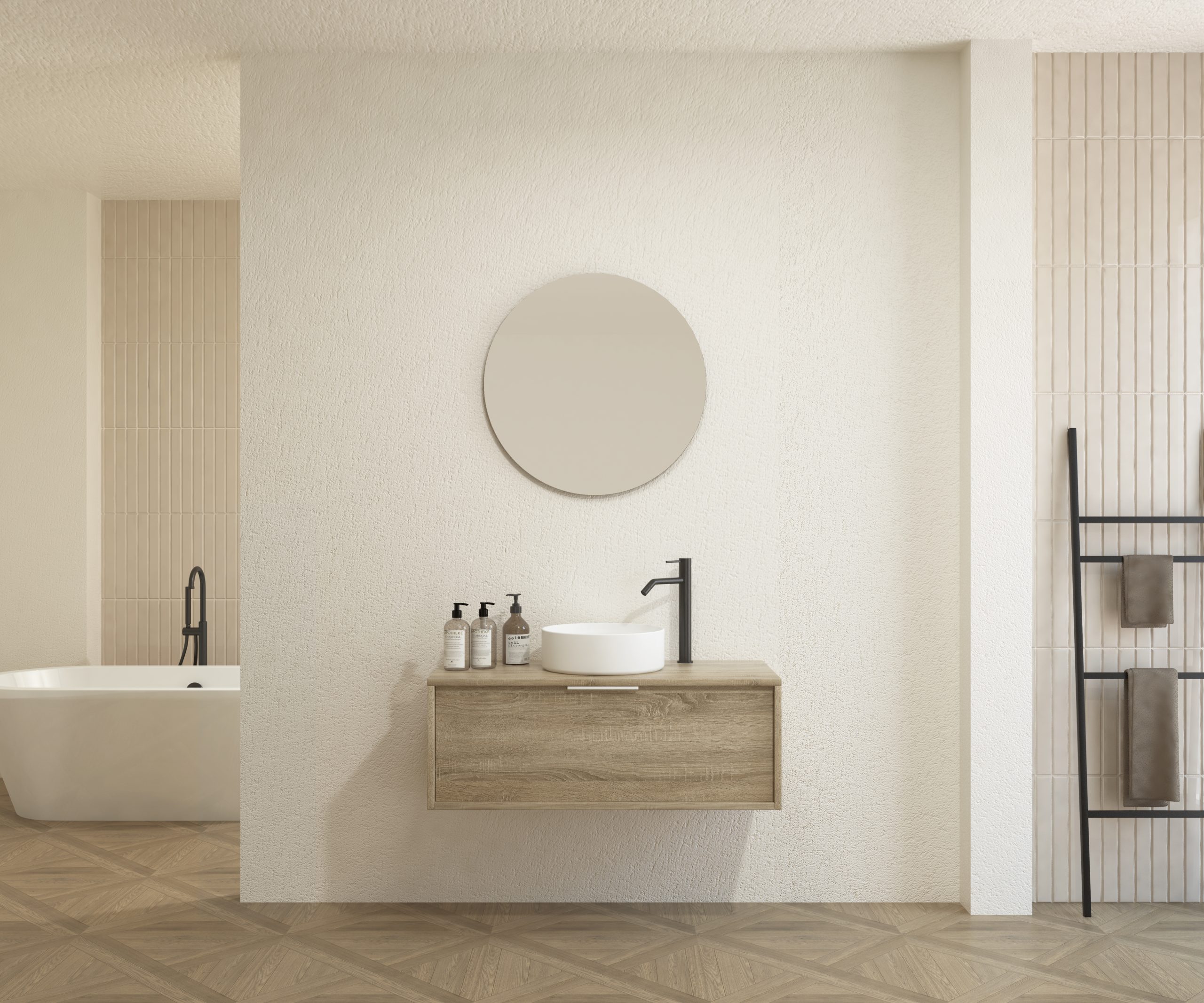 Pack CHAUVEAU + lavabo + miroir rond