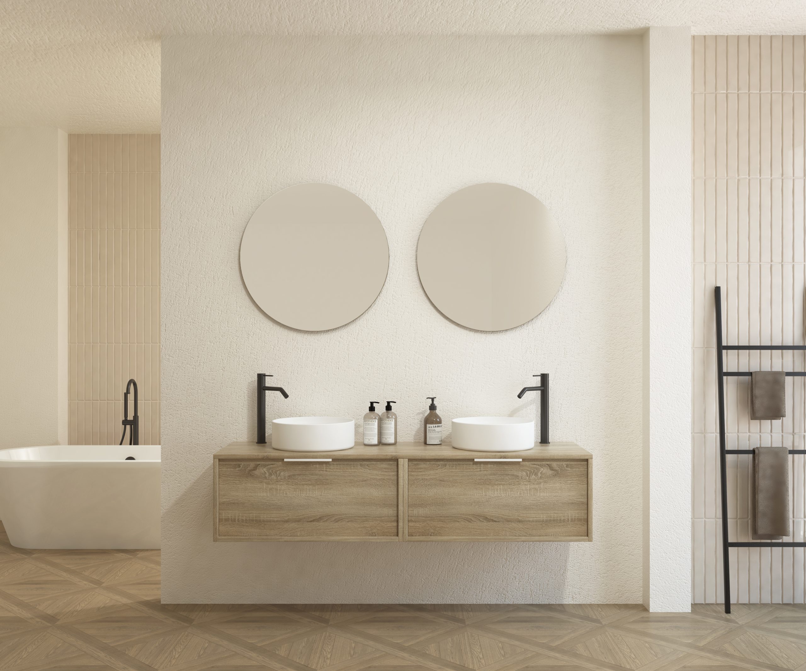 Pack CHAUVEAU + lavabo + miroir rond