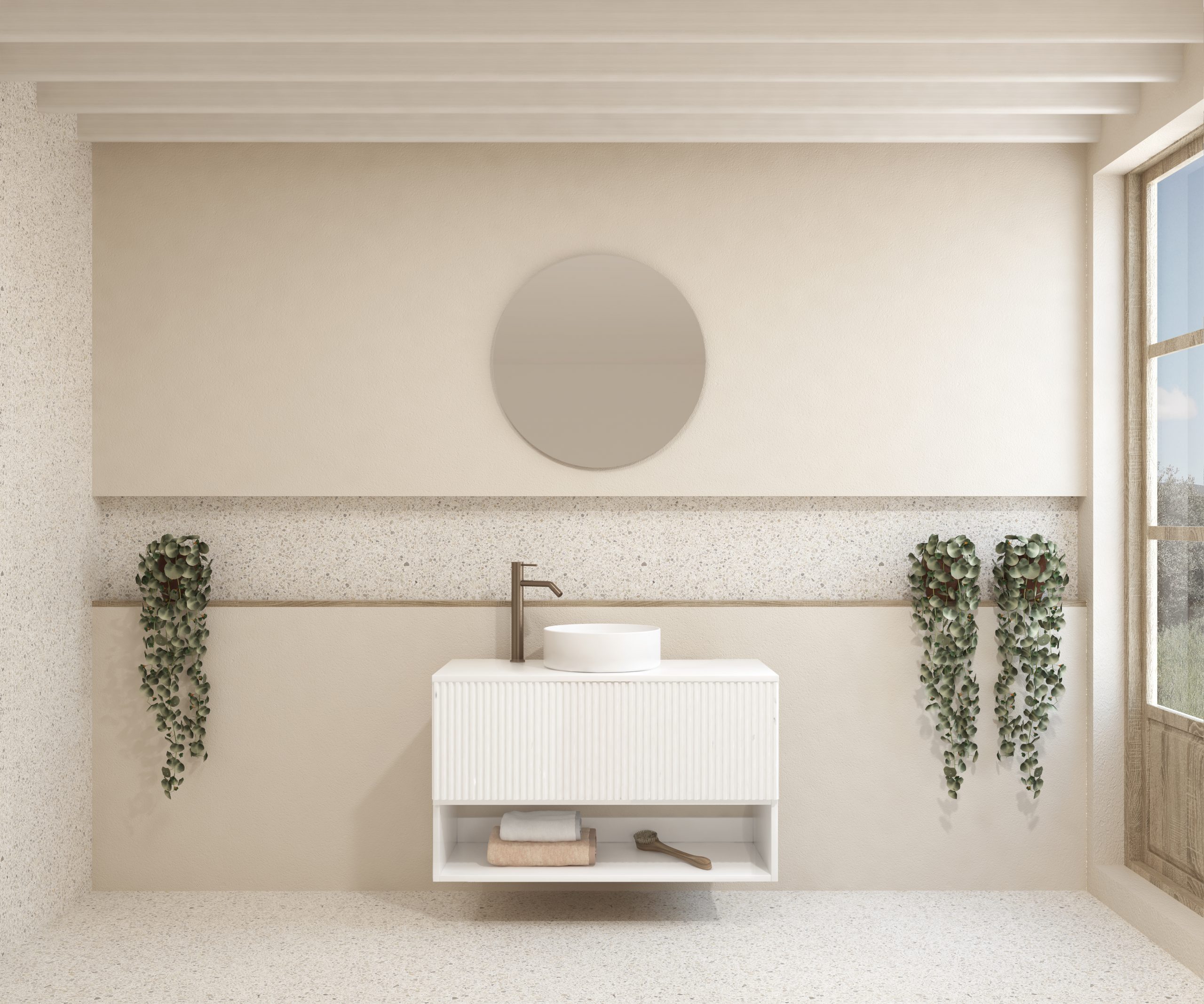 Pack LAVIGNE + lavabo + espejo redondo