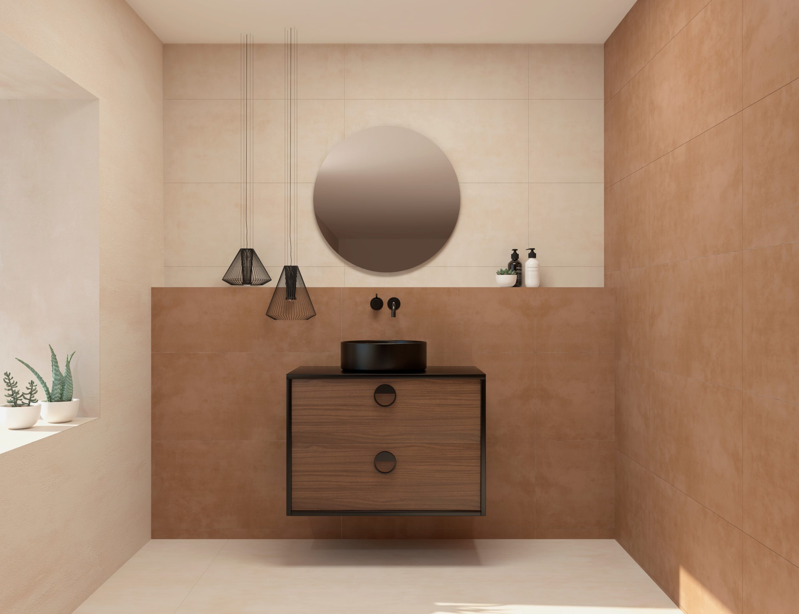 Pack VOUET + lavabo + espejo circular