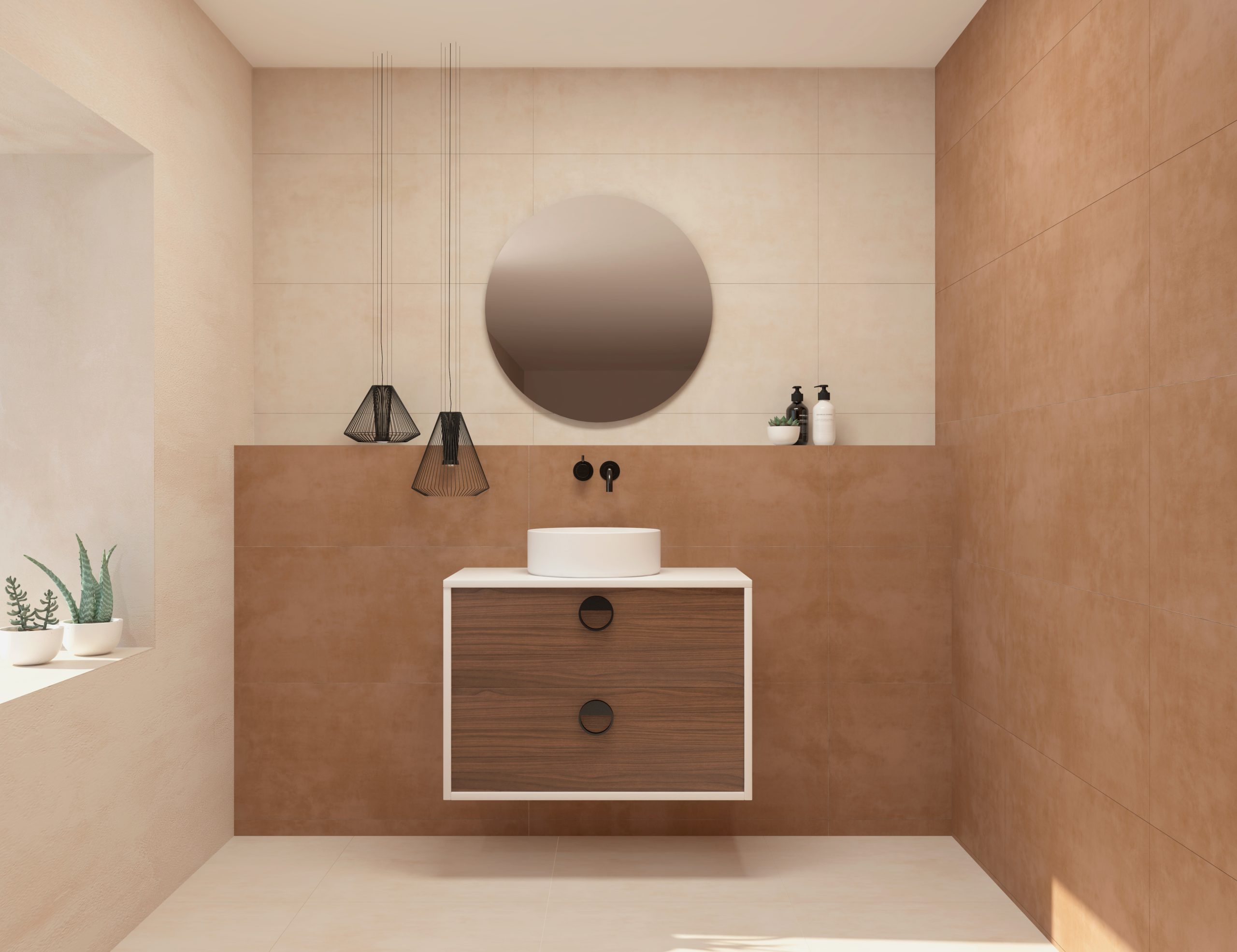 Pack VOUET + lavabo + espejo circular