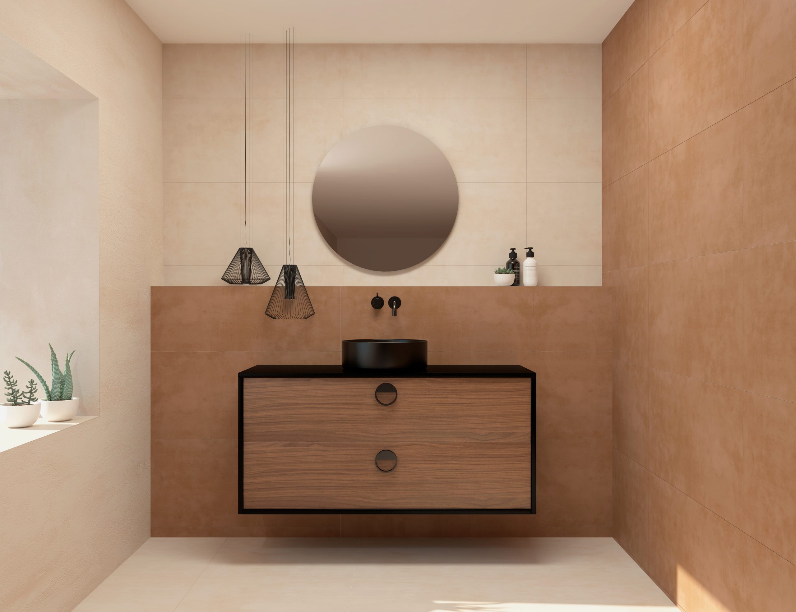 Pack VOUET + lavabo + espejo circular
