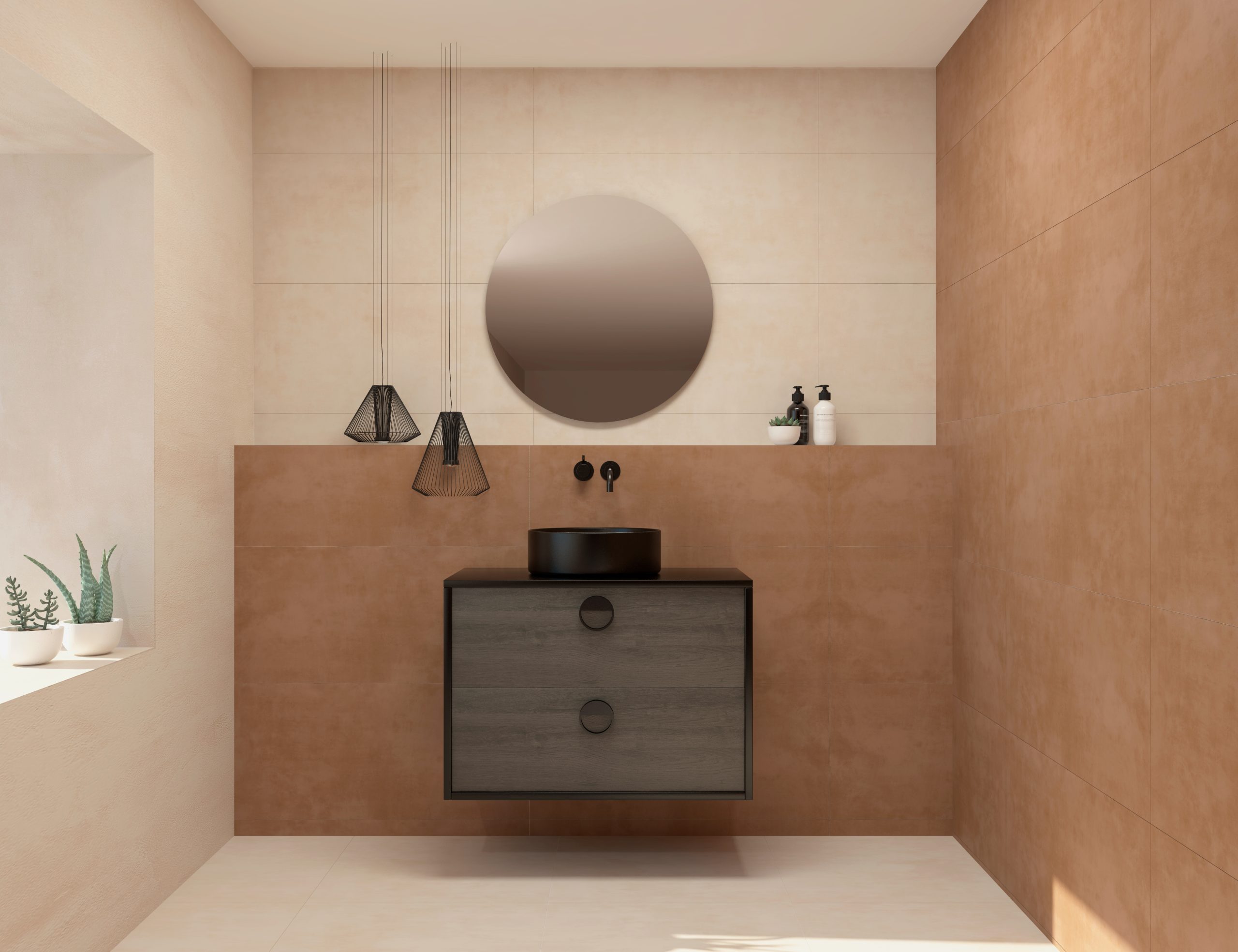 Pack VOUET + lavabo + espejo circular