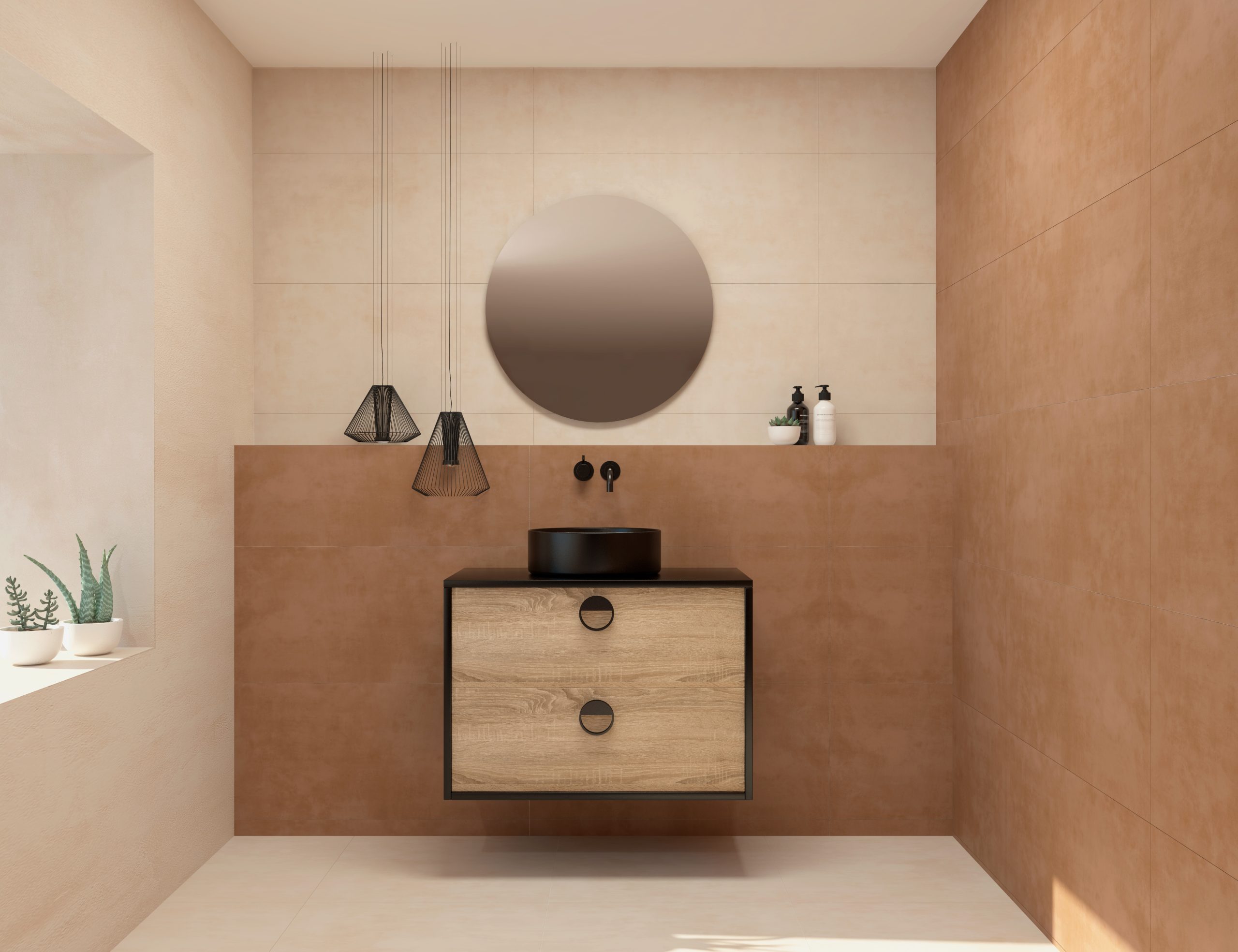 Pack VOUET + lavabo + espejo circular