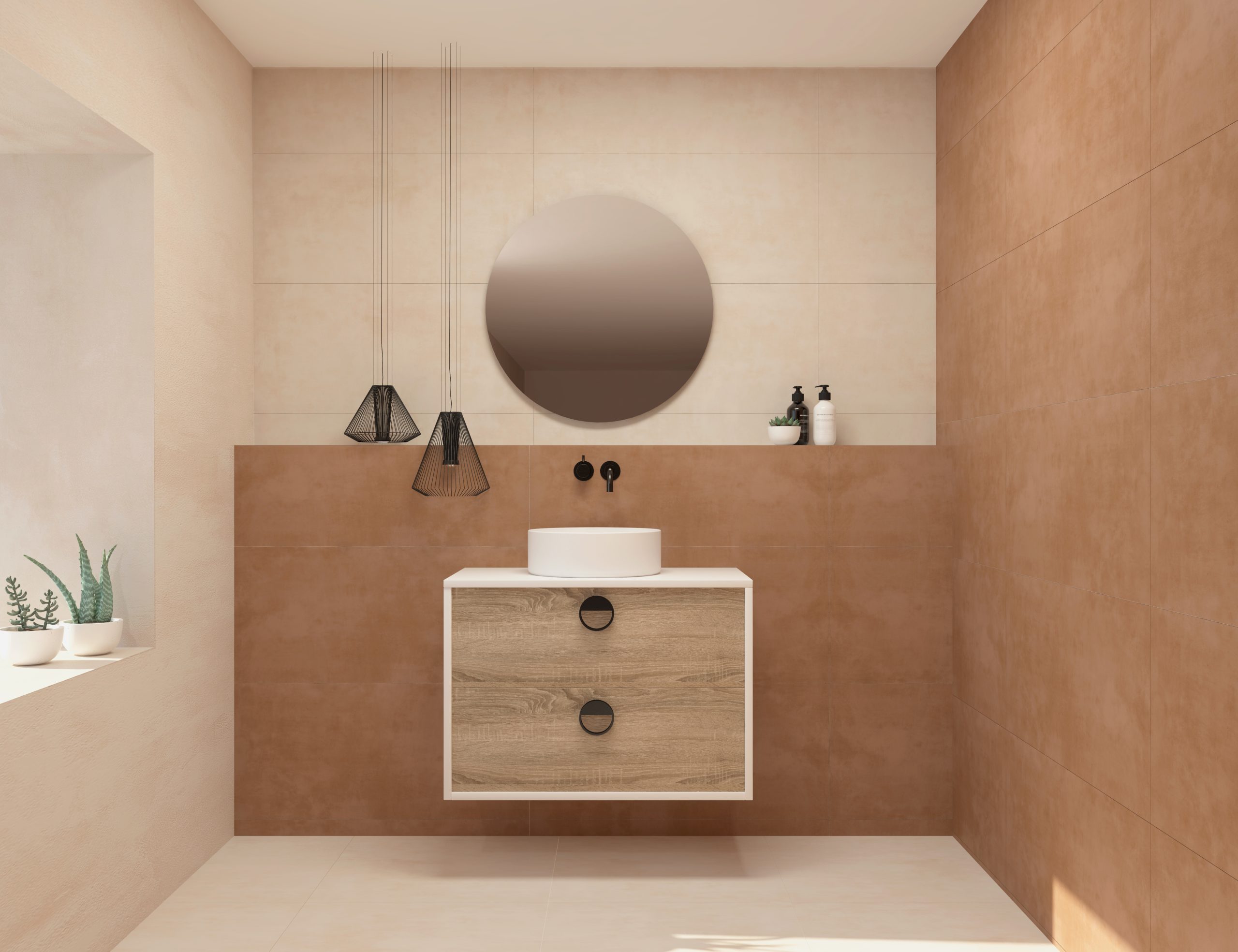 Pack VOUET + lavabo + espejo circular