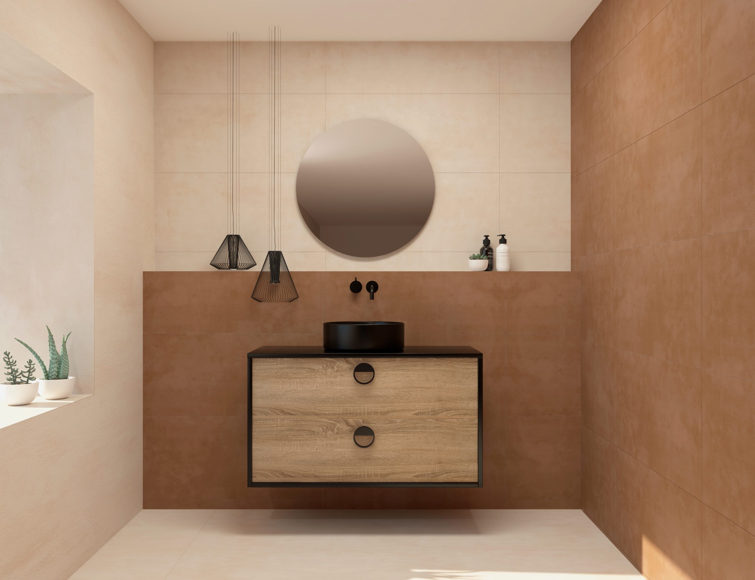 Pack VOUET + lavabo + espejo circular