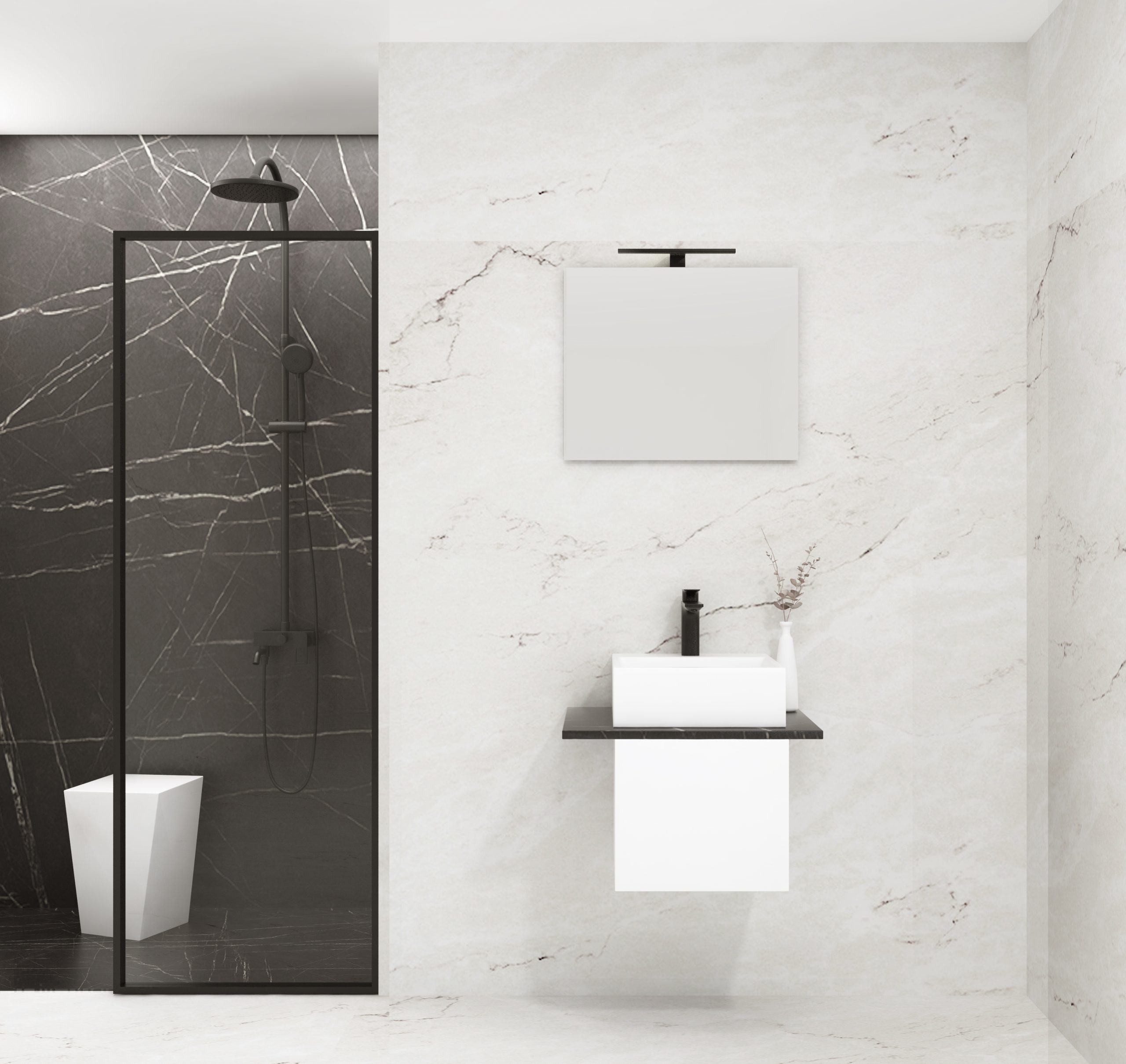 Pack VANOISE + vasque + miroir simple + projecteur LED