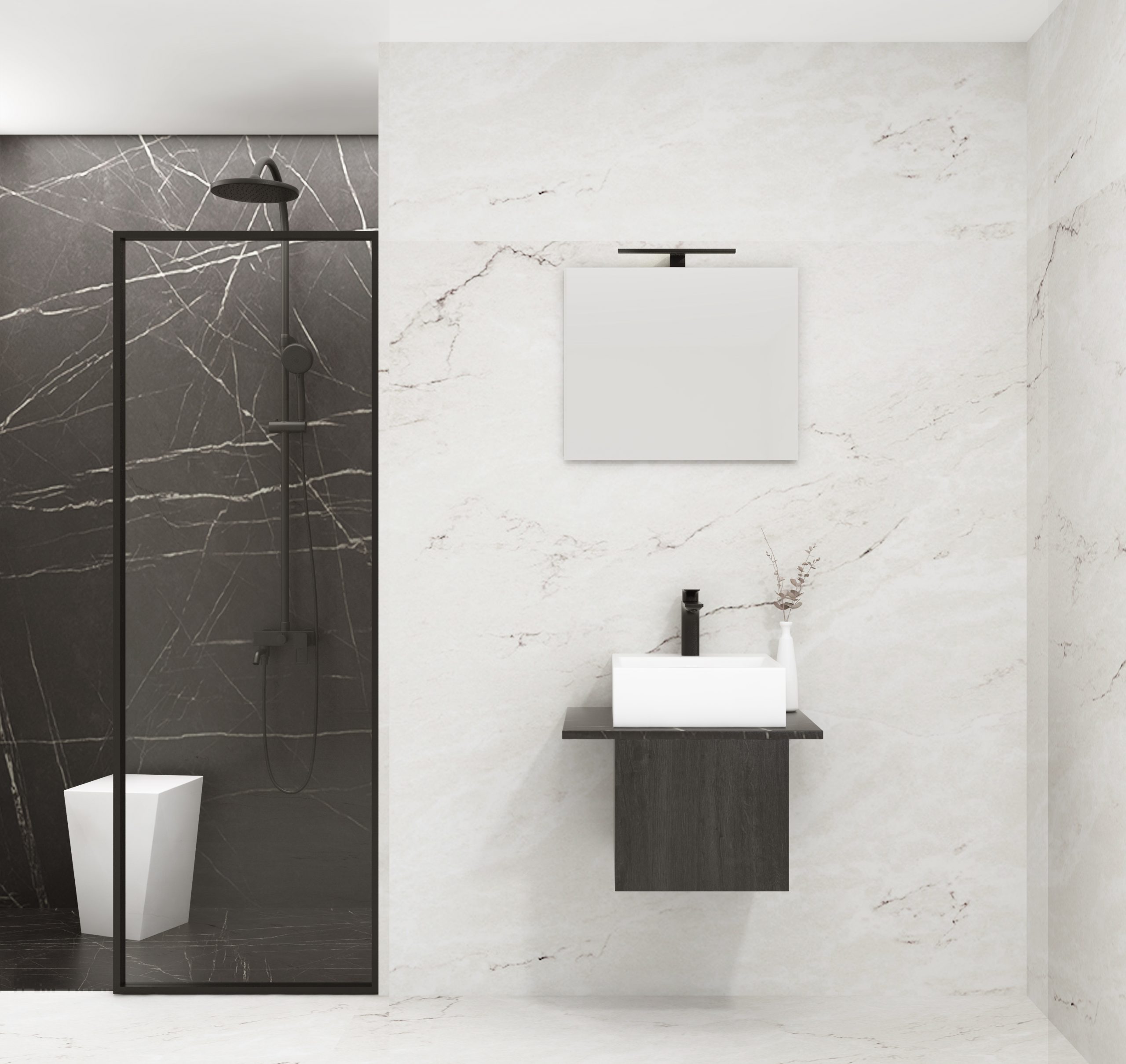 Pack VANOISE + vasque + miroir simple + projecteur LED