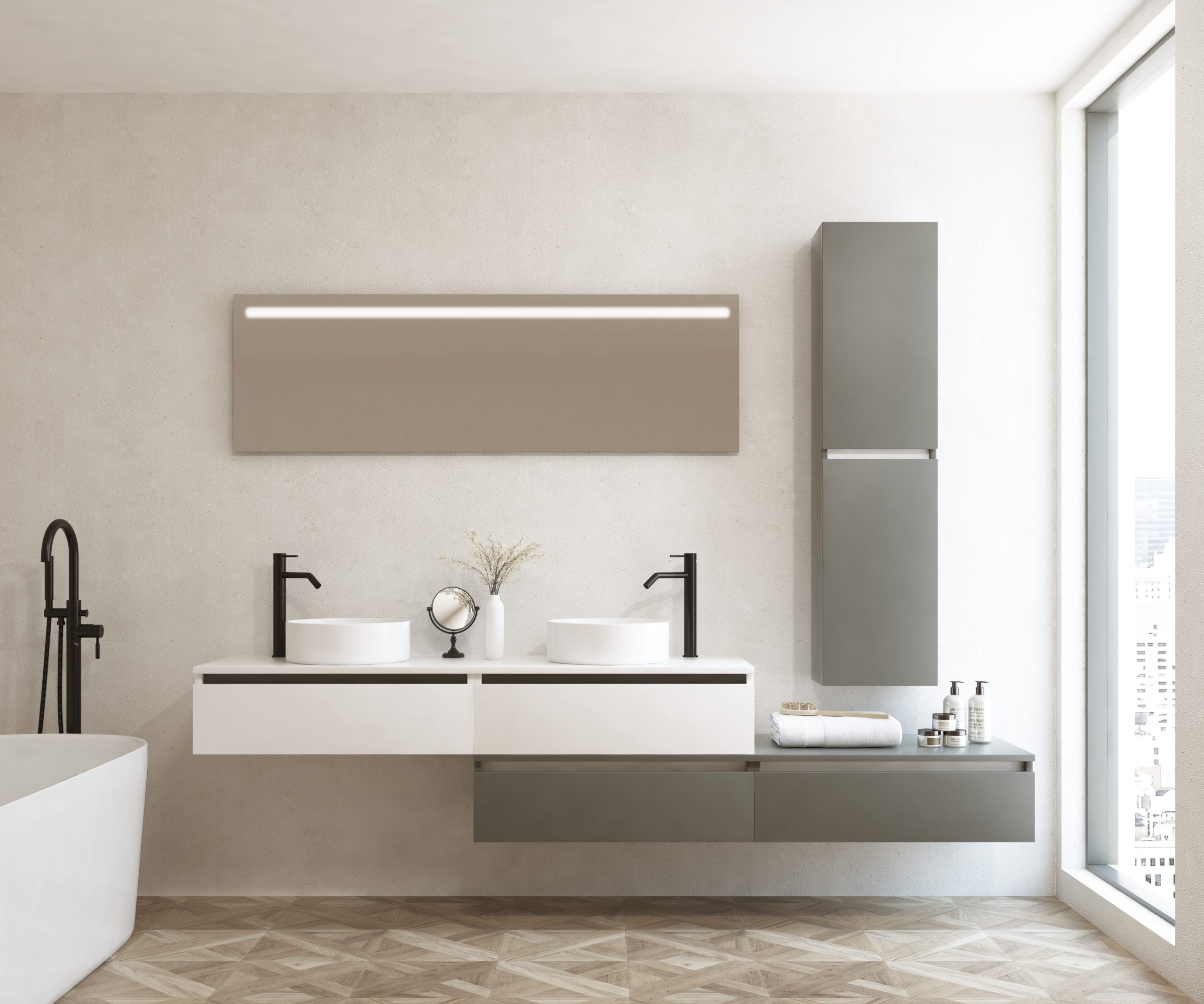 Pack ECRINS + Double vasque + Miroir LED