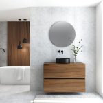 Pack MONTET 2 cajones + lavabo negro + espejo redondo LED