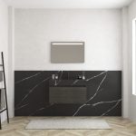 Pack MERVEILLES COMPACT de Marquina + vasque suspendue SILESTONE + miroir LED